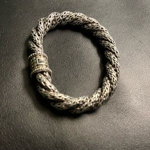John Hardy 18k dot clasp woven bracelet. .925 silver and 18k. gold stamp